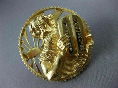 ANTIQUE 14KT YELLOW GOLD HANDCRAFTED MOSES TEN COMMANDMENTS PIN / PENDANT #3665