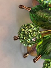Green Crystal Floral Pendant Double Sided Statement Rhinestone Cluster Gold Tone