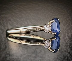 Vintage 14K Yellow Gold Engagement ring 1.73ct.Natural Blue Sapphire Oval GIA
