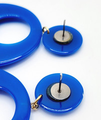Vintage Blue Hoops Wide Bottom Retro Design Hoop Acrylic Pierced Style Earrings