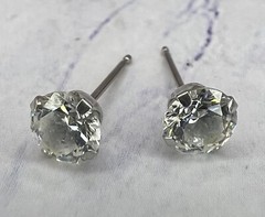 14k White Gold Posts 4.7mm Cubic Zirconia Stud Earrings