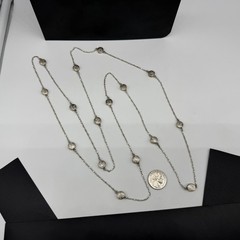 Vintage Sterling Silver Floral Engraved Station Link Chain 56″ Necklace 29.3g
