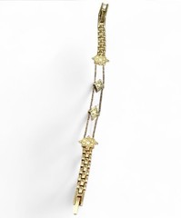 Vintage Y2K Gold Tone Rhinestone Geometric Bracelet 7.5” Adjustable Stackable