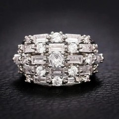 18K Gold Plated 925 Silver Moissanite Baguette Engagement & Anniversary Ring