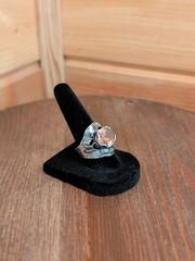 Vintage Brutalist Artisan 925 Ring W/ Peach Colored Gemstone Israel Mark Size 8