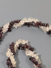 Vintage Red Garnet Clear Rock Crystal Quartz Twist Necklace 26 in