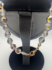 VTG AB Crystal Beaded Necklace with Clip on and Pierced Earrings Set