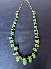 Vintage Southwest Faux Turquoise Tribal Silvertone Statement Necklace 26 in Hook