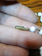 Vintage Early Signed Laguna 2-Strand Wired Center Wht Glass Rhinestone Necklace