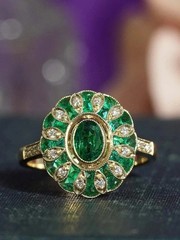 3Ct Art Deco Style Lab Created Diamond Emerald Engagement 14K Gold Finish Ring
