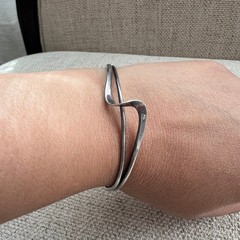 Vintage Sterling 925 Silver MODERNIST Twist Cuff Bracelet 6.5 adjustable 11.23g