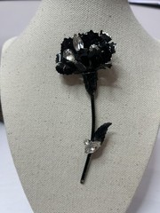 Francois by Coro Large Black Enamel and Cubic Zirconia Brooch/Pin