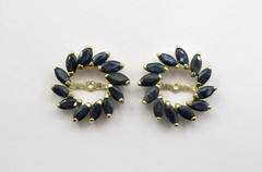 1.96CTW Marquise Shape Sapphire Halo Style Earring Jackets 14K Yellow Gold
