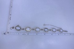 Vintage Black & White Cameo Plaque Sorrento Sterling Silver Bracelet 7 1/4”