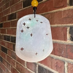 Grade A Burma Jadeite White and Green Chinese Unicorn 麒麟 Pendant Certified