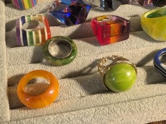 40+ Vintage Bakelite Lucite Etc plastic ring collection! Many sizes & designs!