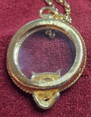 Vintage Jackie Collins Pave Panther Magnifying Glass Necklace Gold Tone, 30″