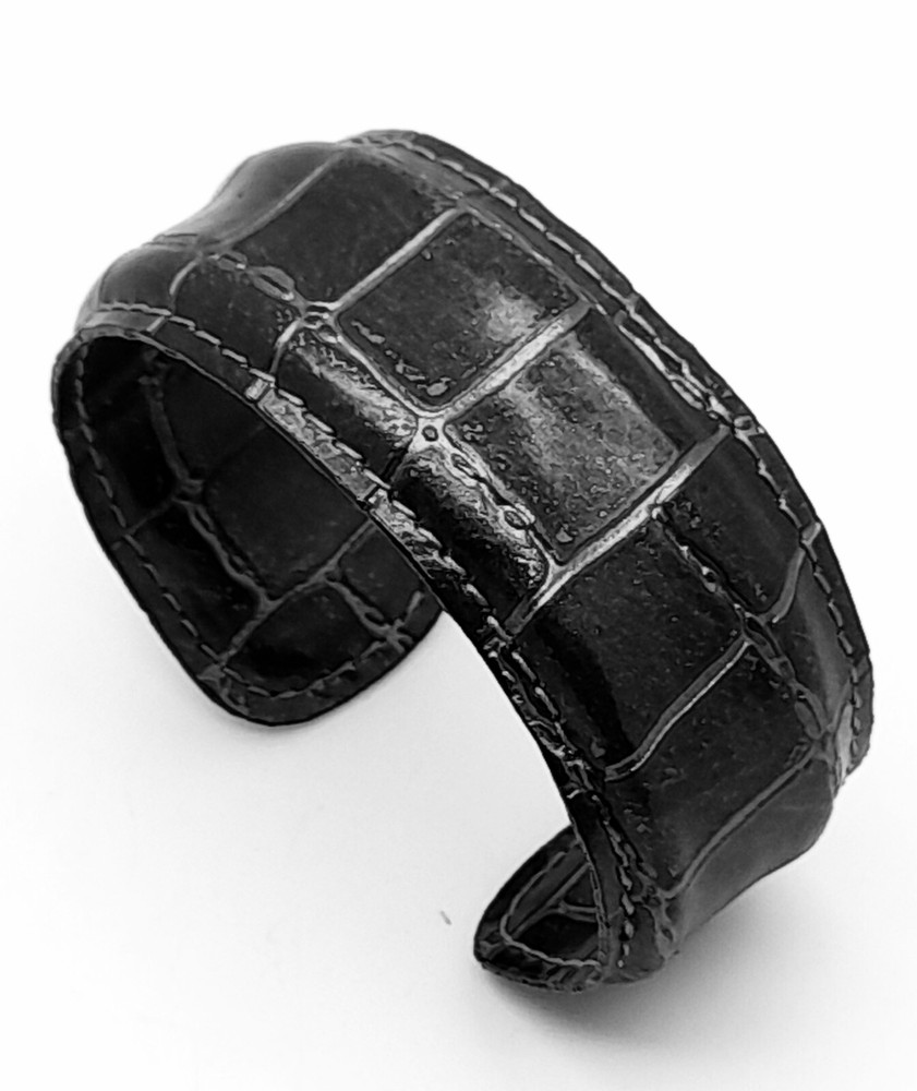 fashion Western Tribal Faux Snakeskin black 1.15 ‘Wide Cuff bangle Bracelet