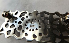 Detailed Antique Stamped 800 Silver Art Nouveau Art Deco Brooch Signed By Maker