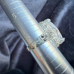Vtg Sterling Silver Ring .925 Sz 6.5 Marquis Clear Stone Cocktail Statement