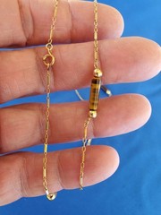 Vintage 14K GOLD Art Deco Tiger eye Statement Necklace Unique Antique Chain 28″