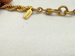 Vintage Signed Monet Necklace Gold Tone Rope Chain 24 inch Classic 1980s Estate