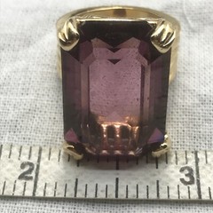 Vintage 18KT GE Gold Plated Large Purple Crystal Unique Cut Ring varied sizes