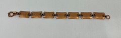 Vintage Copper Link Bracelet Southwestern Tribal Geometric Rectangle Panels 7.75