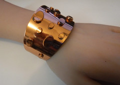 Vintage RENOIR Modernist Copper Cuff Bracelet Abstract Mid Century Modern Signed
