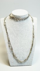 Art Deco German Silver Gustav Hauber Muff Guard Chain Necklace Bar Links Rivets