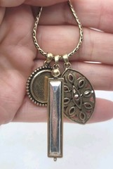 Vintage Antique Gold Tone Chain Necklace With Pedant 28in.