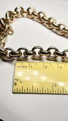 7” Vintage 9ct Yellow Gold Sweetheart Bracelet Garnet Sun Padlock Clasp 28.7g