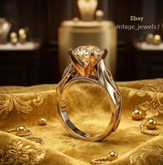 Vintage 1.83CT Round Lab Created Diamond Art Deco Ring 14K Two-Tone Gold Finish