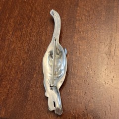 Signed Maurice Milleur Cat Brooch Slide Pendant Pewter