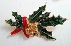 6 Vintage Napier Gerry KC Christmas Brooches Pins Gold Silver Tone Rhinestone