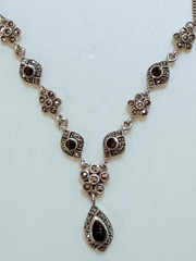 Vintage Black Onyx and Marcasite Sterling Silver Necklace