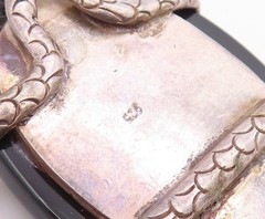 925 Sterling Silver Vintage Pendant Black Onyx Classic Entwined Snake PT26095