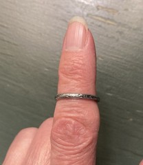Antique Art Deco 18K White Gold Engraved Wedding Band – Size 6.25