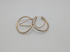 Large 14k Gold Twisted Hoop Earrings. 3″ Intertwined Twisted Double Wire Hoop Ea