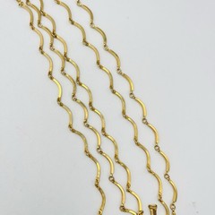 Vintage Gold Tone Necklace Curved Link Multi Chain 5 Strand 31.5”