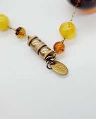 Les Bernard AMBER Brown Necklace long Gold tone colorful Couture Vintage 26 in