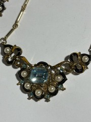 Woman’s Vintage Coro Rhinestone Necklace And Earrings Measuring 17 Inches Ear 1