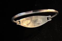 Vintage Hippie 70s Alpaca Mexico Silver Hinged Bracelet Abalone Turquoise Enamel