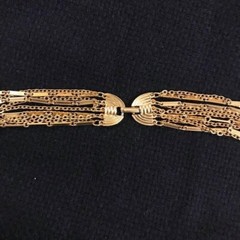 Vintage Gold Tone Mixed Chain Multi-Strand Layered Statement Choker Retro