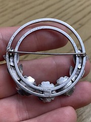 Vintage Sterling Signed Anthony Aquilino Creation Inc. Floral Rhinestone Brooch