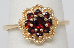 Mid-Century 14 kt Rose Gold Almandite Garnet Floral Motif Ring Sz 5.75+ B4931