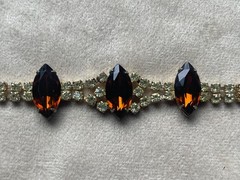 Vintage Amber Marquise Rhinestone Bracelet 7″ Julianna?