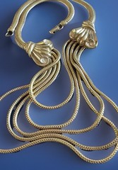 Classic Vintage Gold Tone Multi Strand Layered 15″ Snake Chain Necklace R30