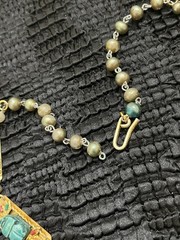 Vintage Egyptian Revival Pectoral Statement Necklace Glaze Soapstone Scarab Gilt