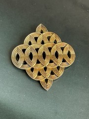 Vintage Signed Lanvin Paris gold tone geometric brooch
